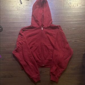 Red cropped Zip-Up Hoodie
